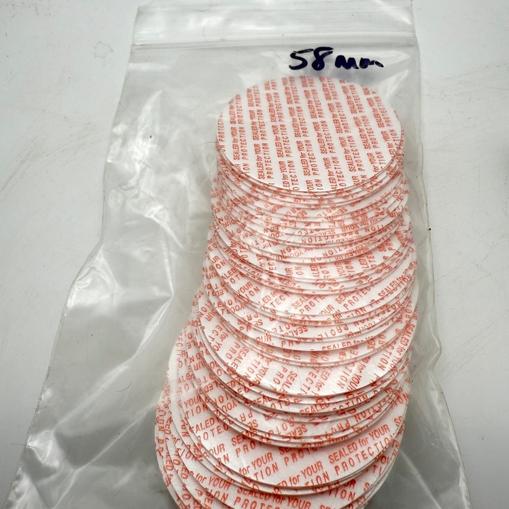 58mm‎ Tamper Evident Seal Liners for Bottles Jars Caps Protection Bulk Lot